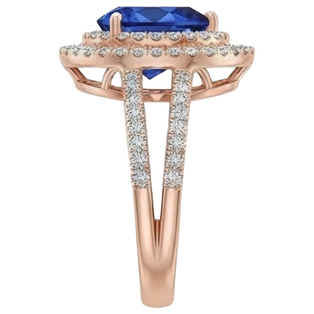 natural round sapphire 5.75ct ring profile view