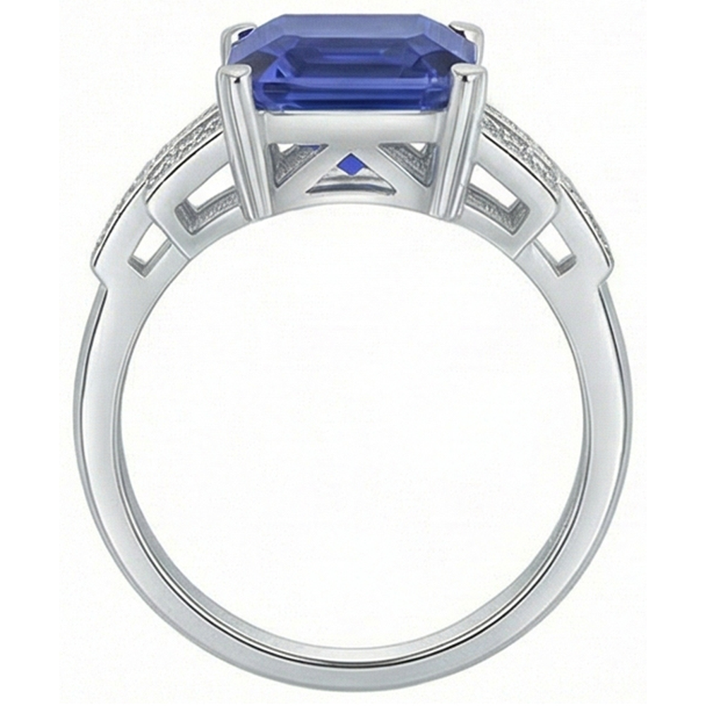 Natural Earth Mined Diamond ( Not Lab Grown ) Engagement Ring Emerald Sri Lankan Sapphire 4 Carats