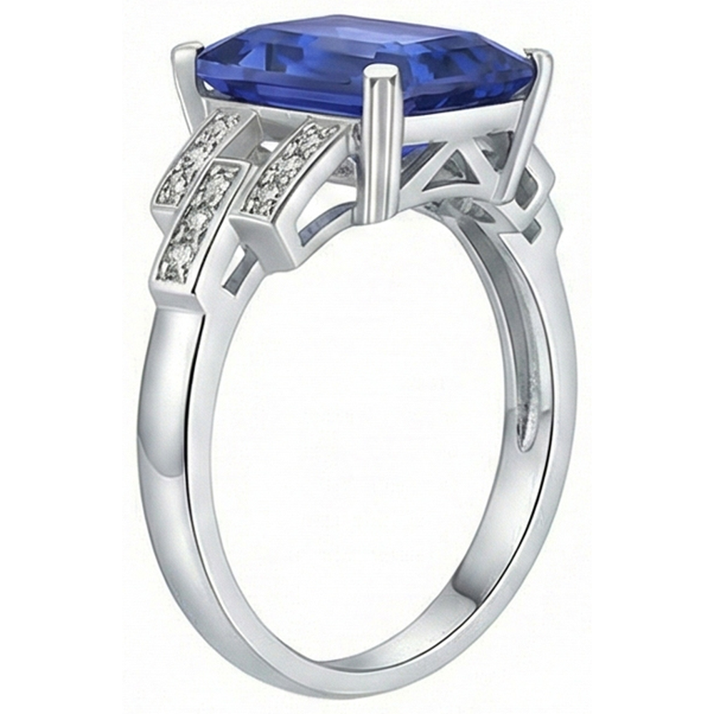 Natural Earth Mined Diamond ( Not Lab Grown ) Engagement Ring Emerald Sri Lankan Sapphire 4 Carats