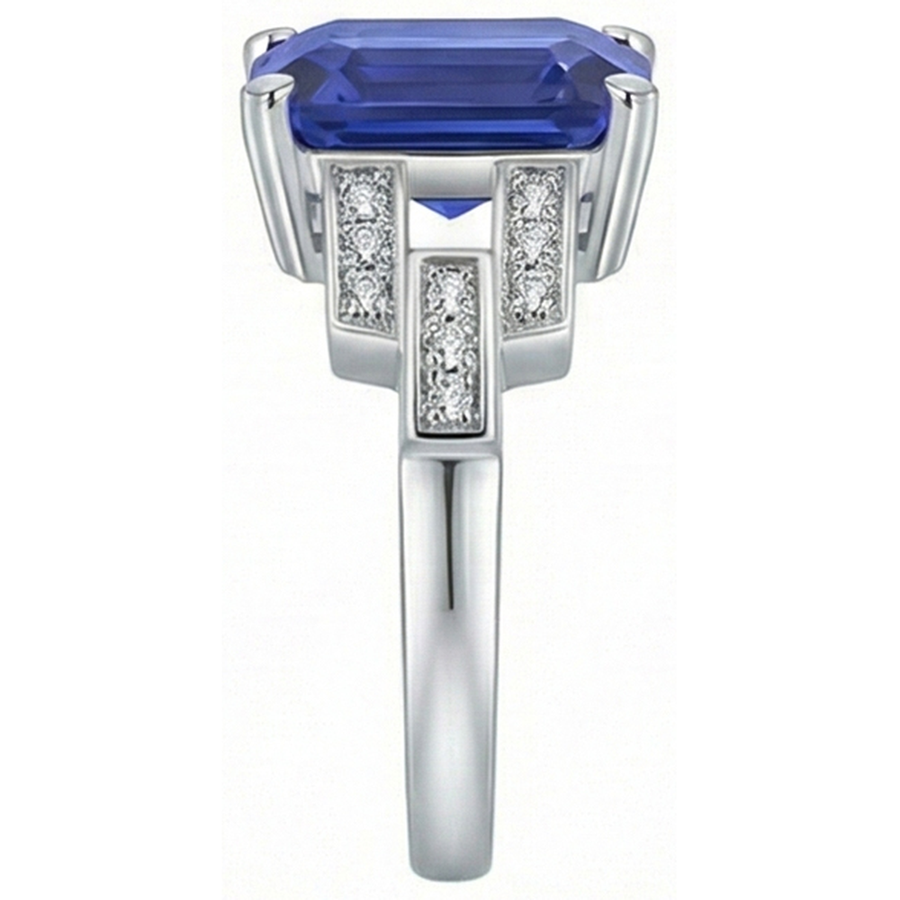 Natural Earth Mined Diamond ( Not Lab Grown ) Engagement Ring Emerald Sri Lankan Sapphire 4 Carats