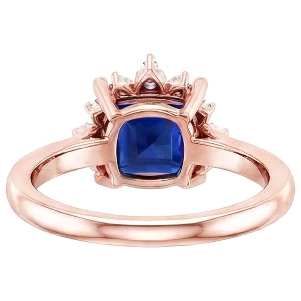 Natural Earth Mined Diamond ( Not Lab Grown ) Engagement Ring Half Halo Princess Blue Sapphire 5.50 Carats