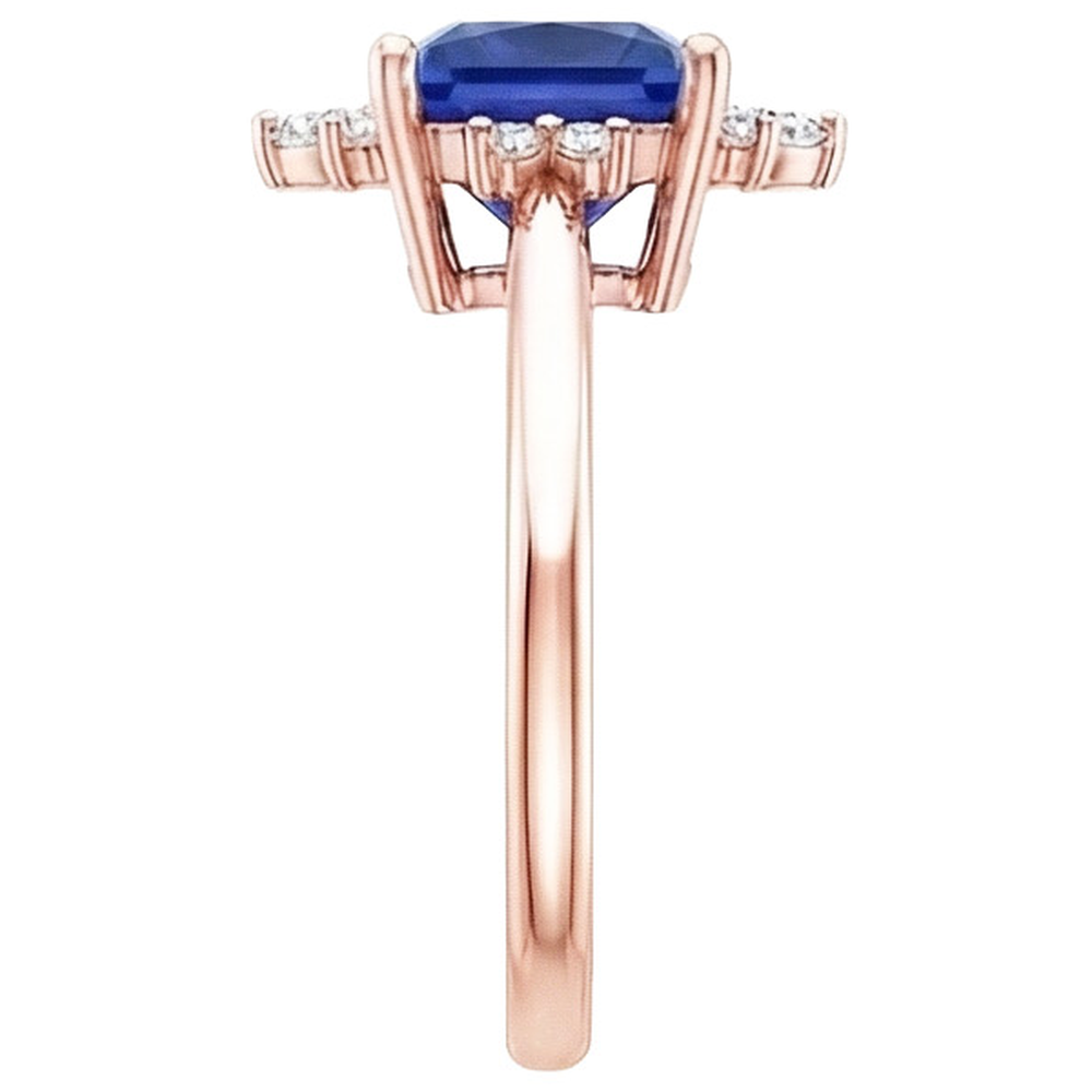 Natural Earth Mined Diamond ( Not Lab Grown ) Engagement Ring Half Halo Princess Blue Sapphire 5.50 Carats