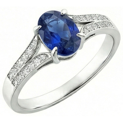 Natural Sapphire Ring 3.50ct - White Gold 14K
