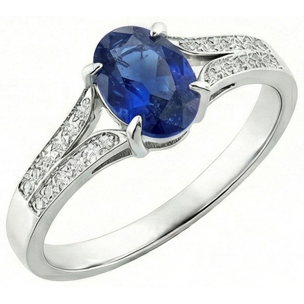 natural round sapphire 3.50ct ring side angle