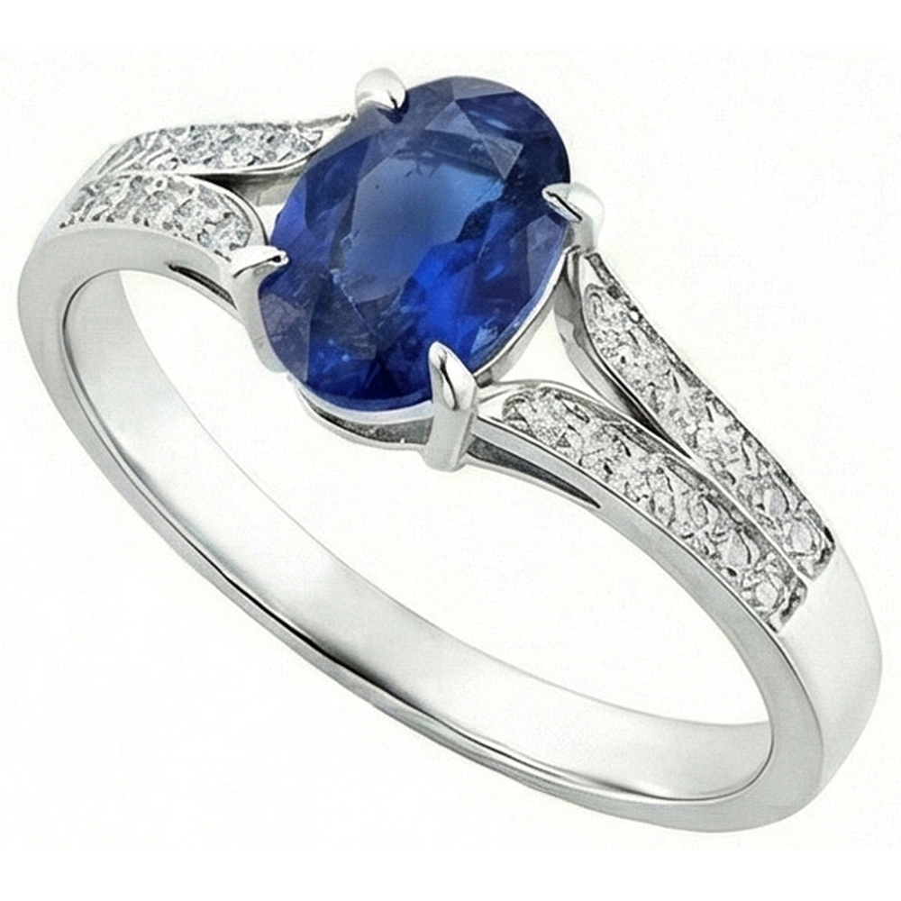 natural round sapphire 3.50ct ring close up detail