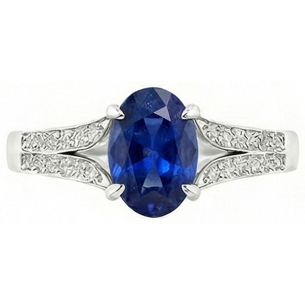 natural round sapphire 3.50ct ring front view