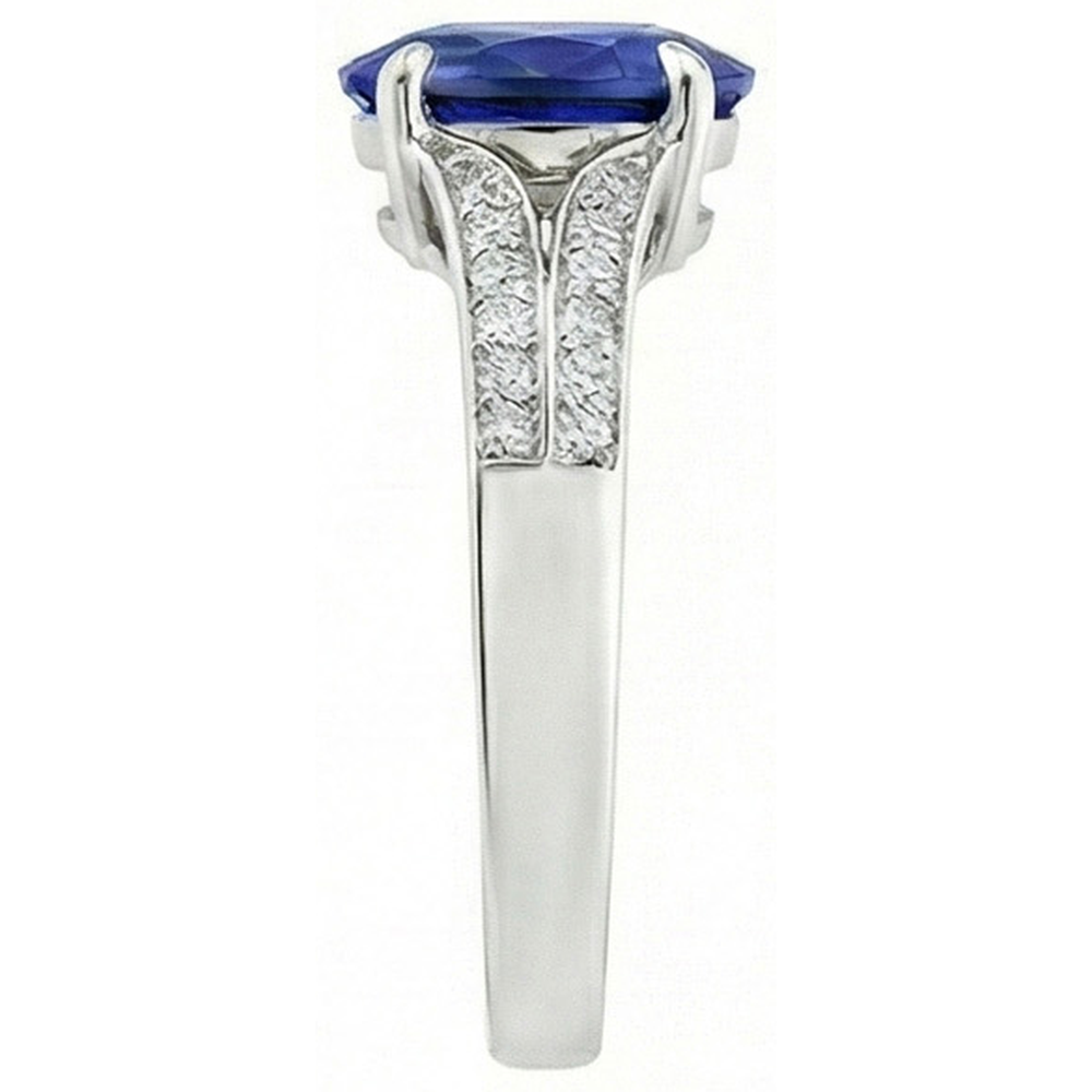 natural round sapphire 3.50ct ring top view