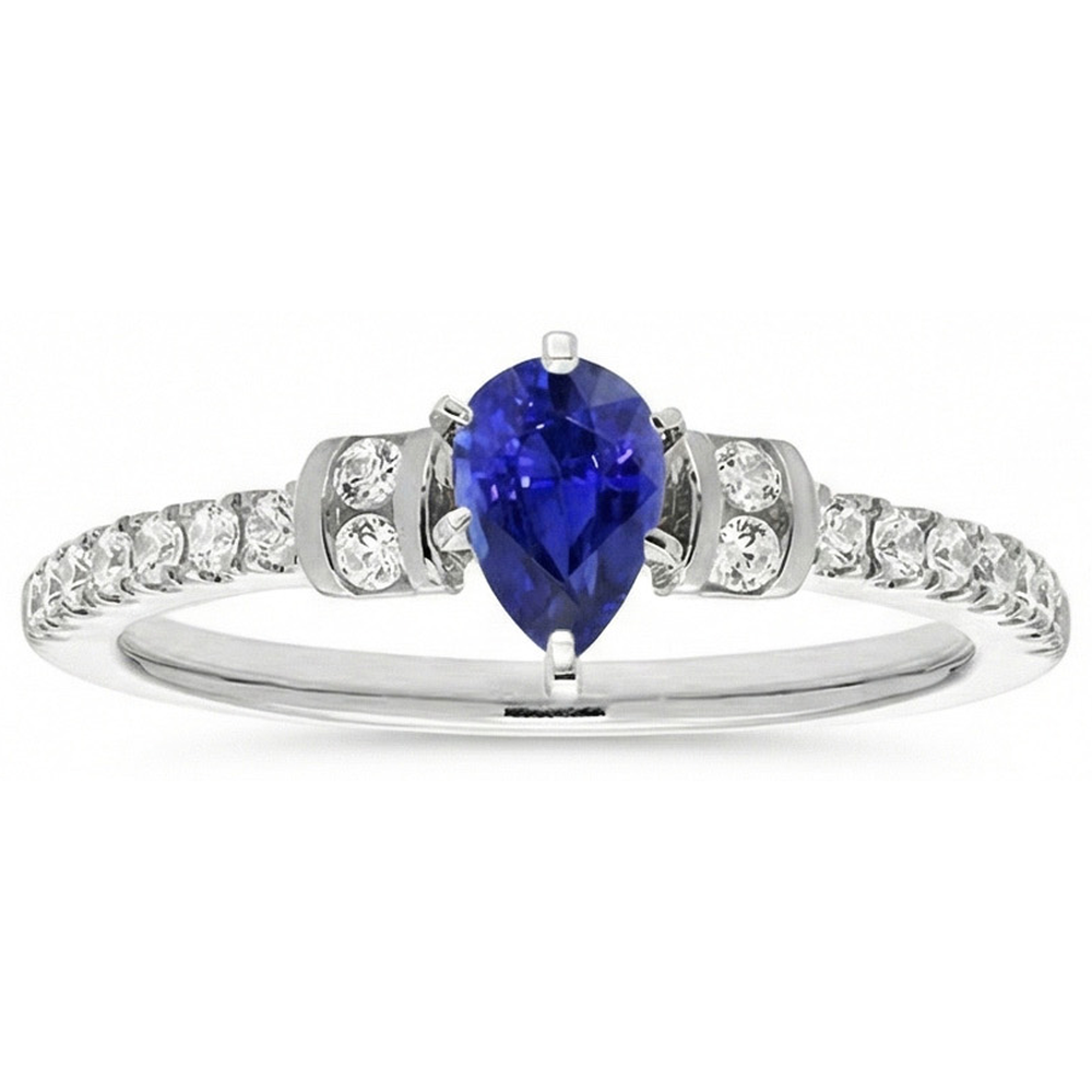 natural round sapphire 2.50ct ring close up detail