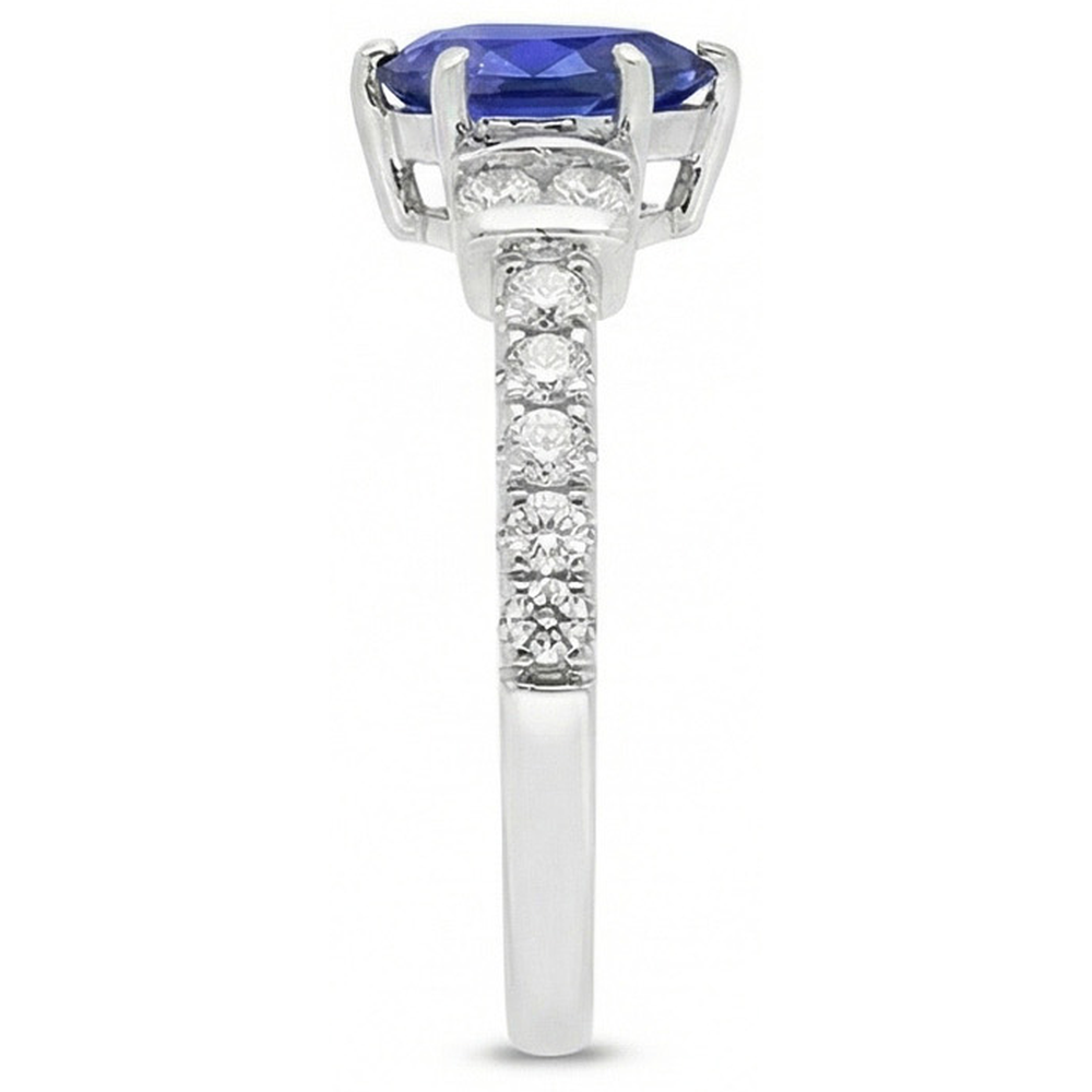 natural round sapphire 2.50ct ring profile view