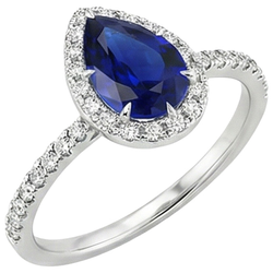 Natural Earth Mined Diamond ( Not Lab Grown ) Engagement Ring Teardrop Style Pear Blue Sapphire 6.20 Carats
