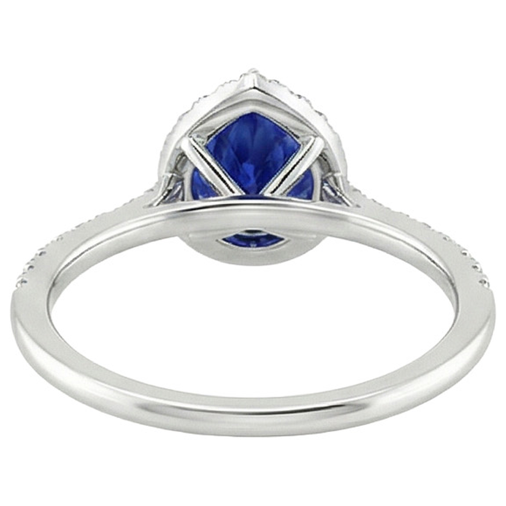 Natural Earth Mined Diamond ( Not Lab Grown ) Engagement Ring Teardrop Style Pear Blue Sapphire 6.20 Carats
