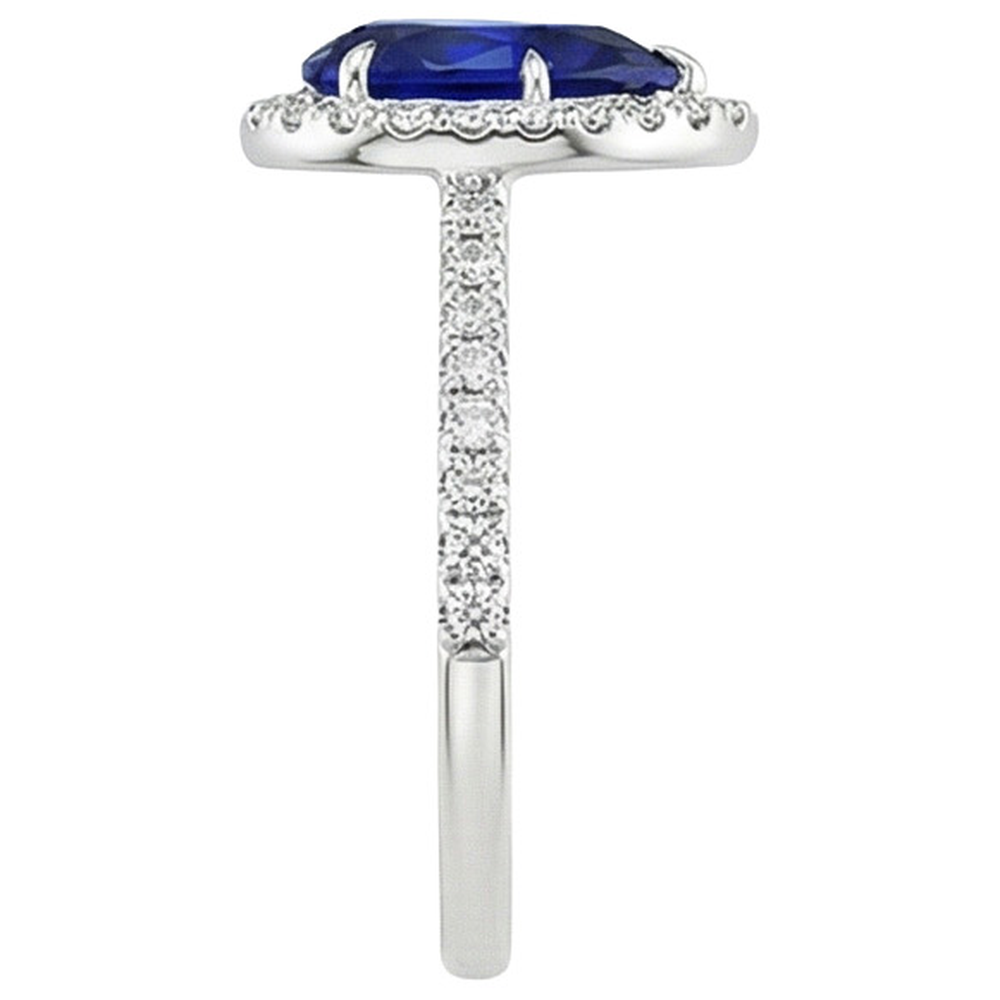 Natural Earth Mined Diamond ( Not Lab Grown ) Engagement Ring Teardrop Style Pear Blue Sapphire 6.20 Carats