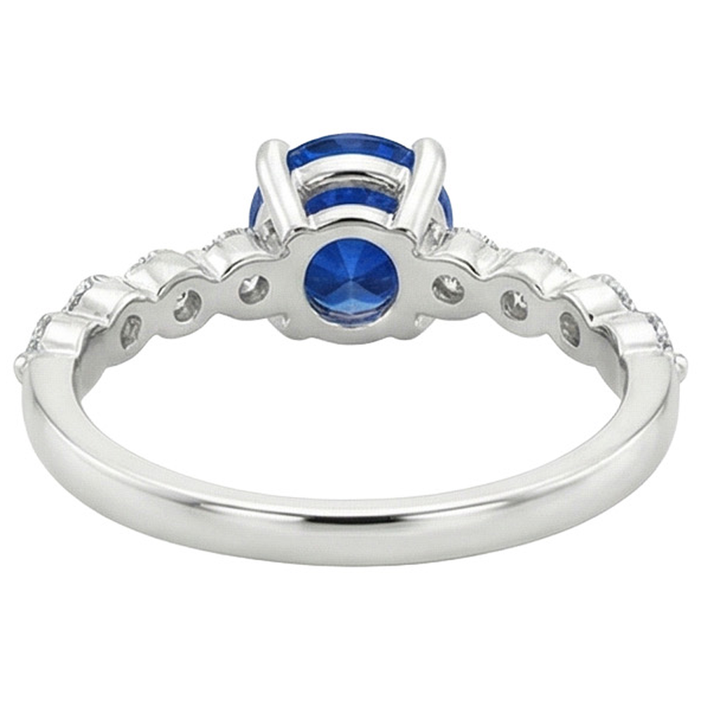Natural Earth Mined Diamond ( Not Lab Grown ) Engagement Ring With Blue Sapphire Center 3 Carats White Gold