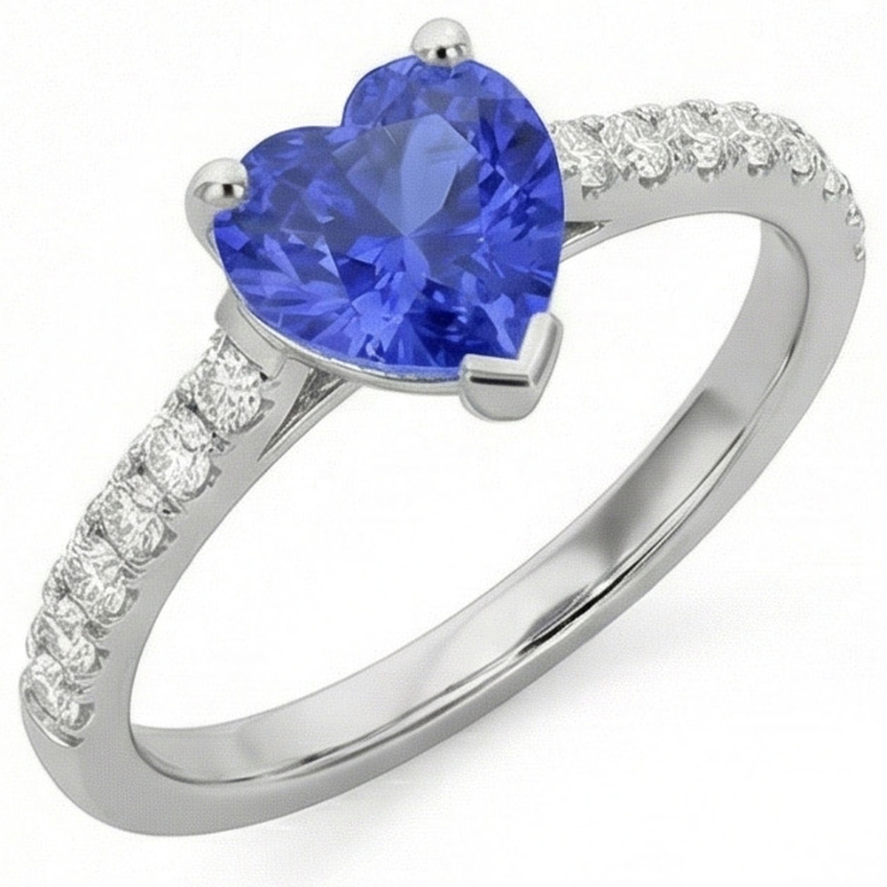 natural round sapphire 3ct ring side angle