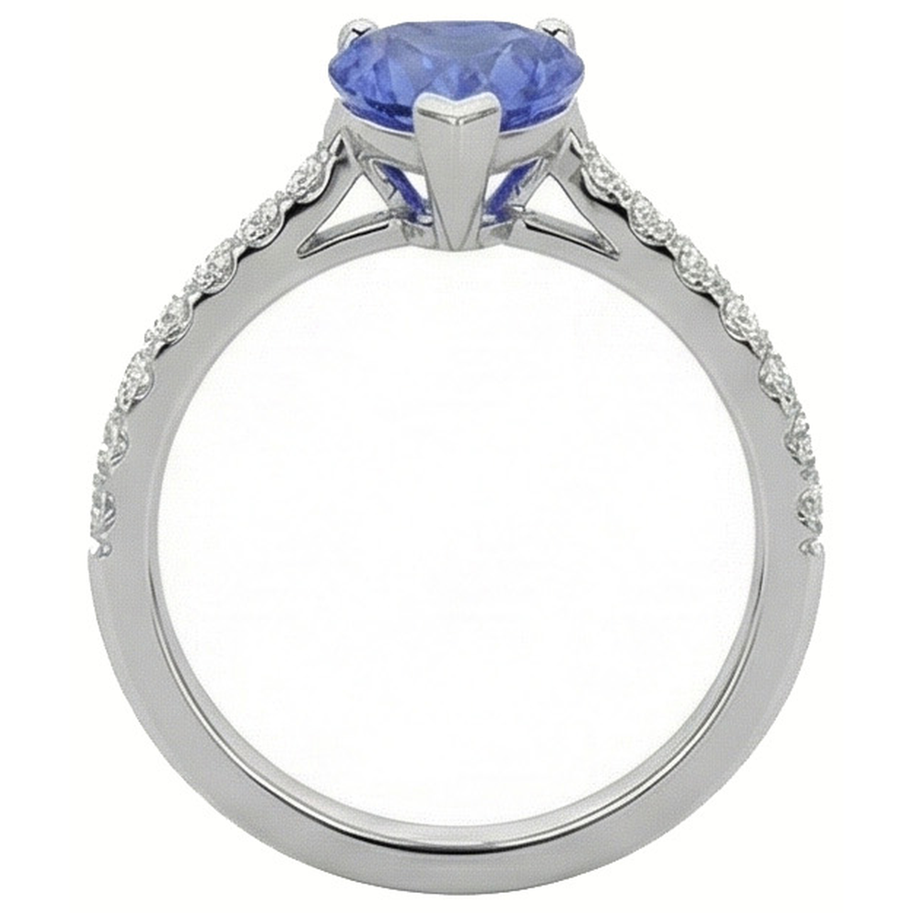 natural round sapphire 3ct ring with diamond accents