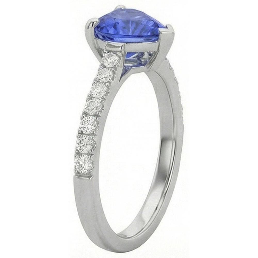 natural round sapphire 3ct ring on white background