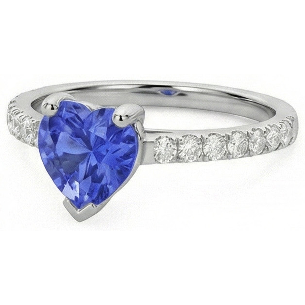 natural round sapphire 3ct ring profile view