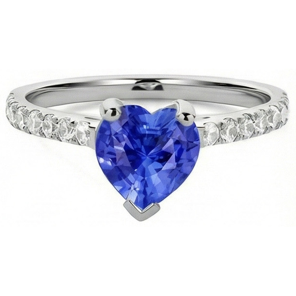 natural round sapphire 3ct ring close up detail