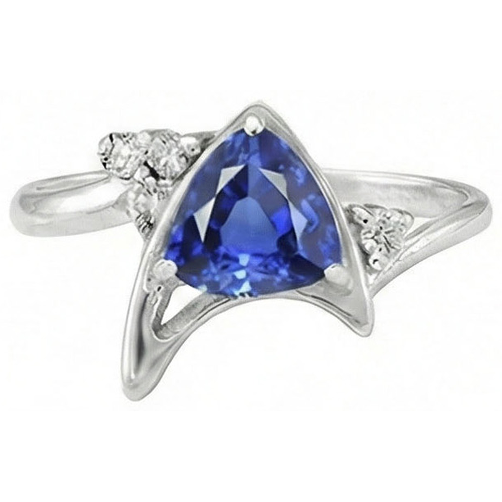 Natural Earth Mined Diamond ( Not Lab Grown ) Fancy Ring Ceylon Sapphire Trillion Cut Gemstone 1.75 Carats