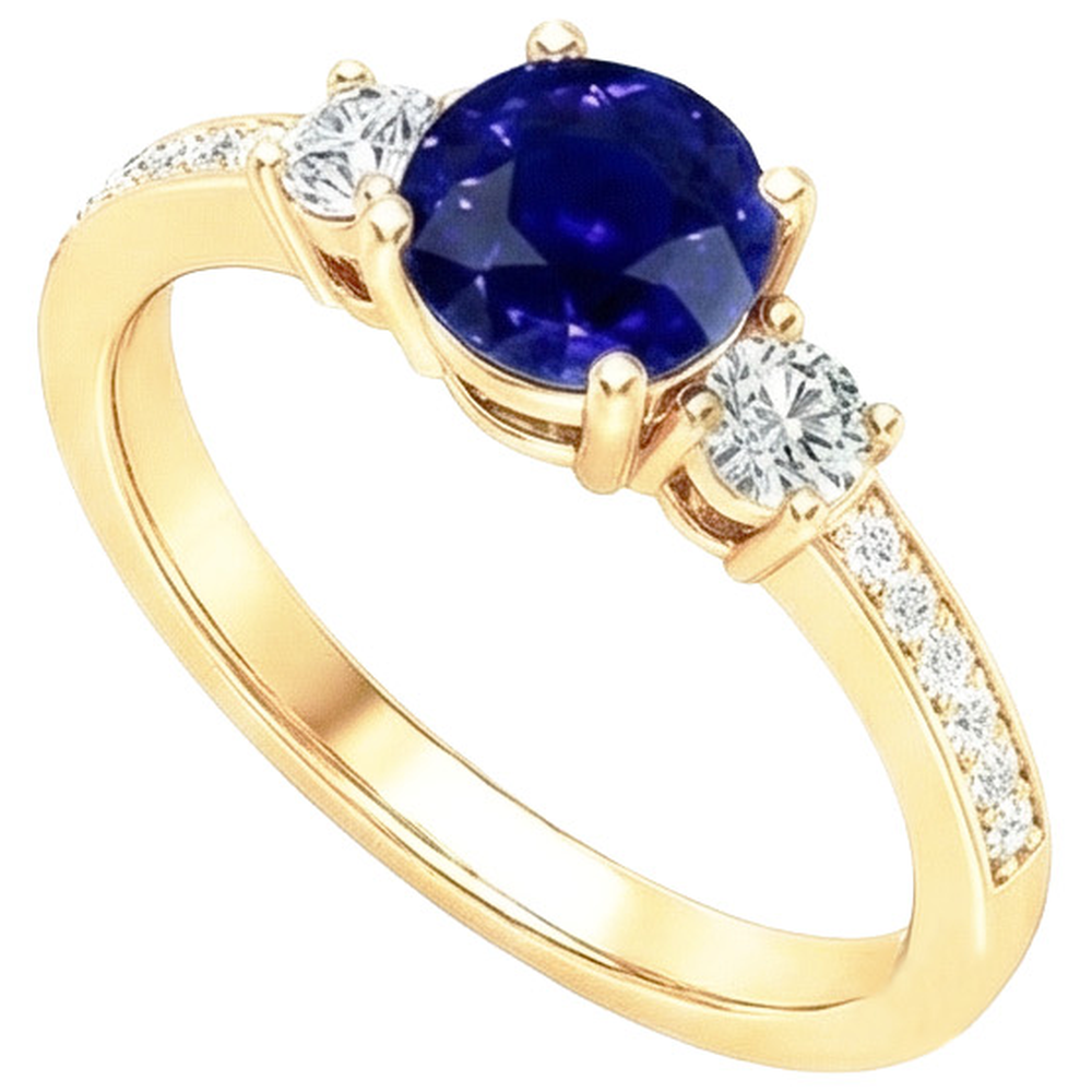 natural round sapphire 2ct ring side angle