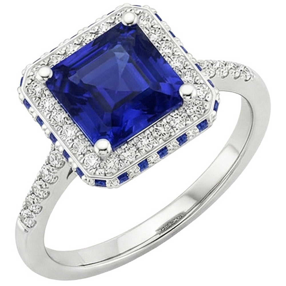 natural round sapphire 4.50ct ring side angle