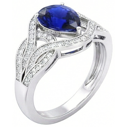 Natural Sapphire Ring 3ct - White Gold 14K