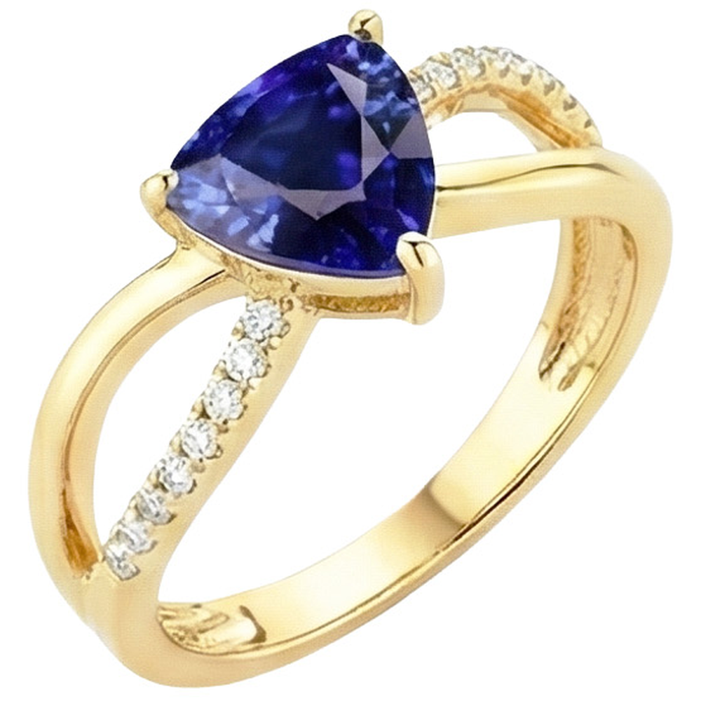 Natural Earth Mined Diamond ( Not Lab Grown ) Gemstone Ring Trillion Shape Sapphire Split Shank 2.50 Carats