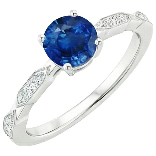 natural round sapphire 2.25ct ring front view