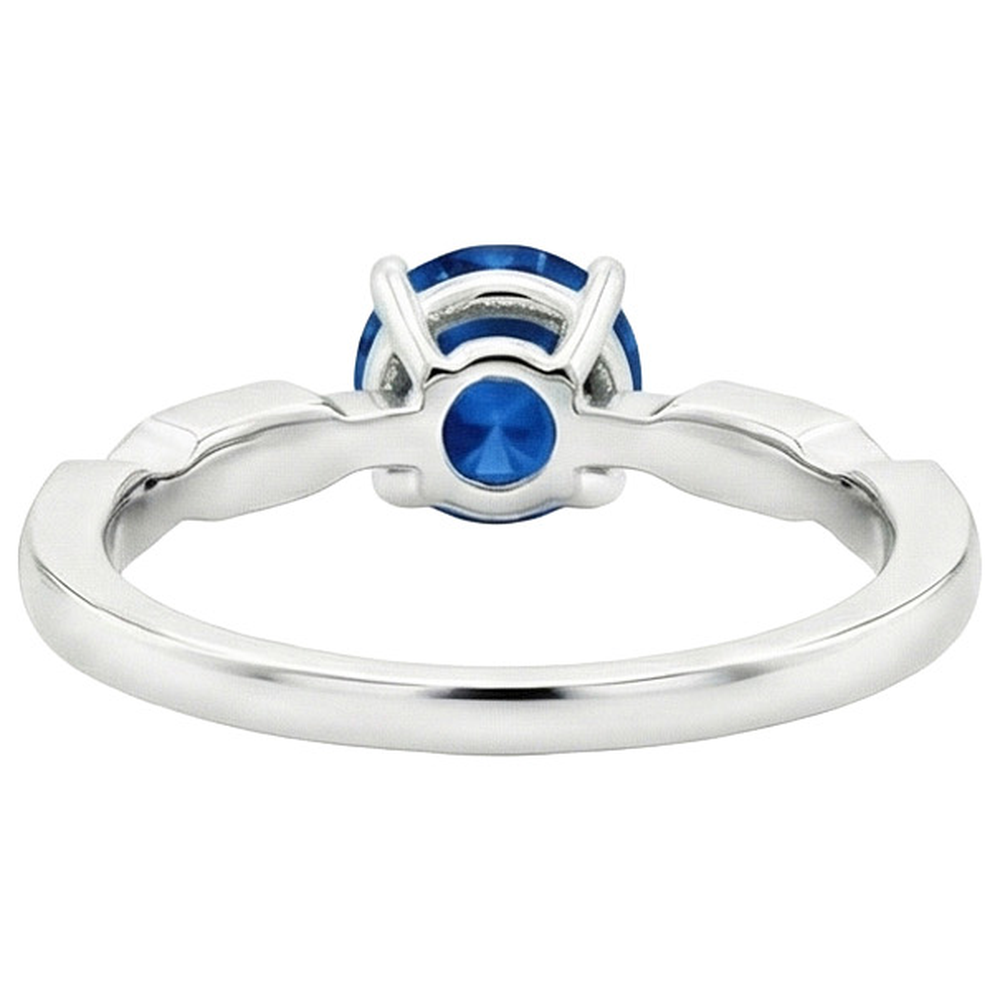 natural round sapphire 2.25ct ring profile view