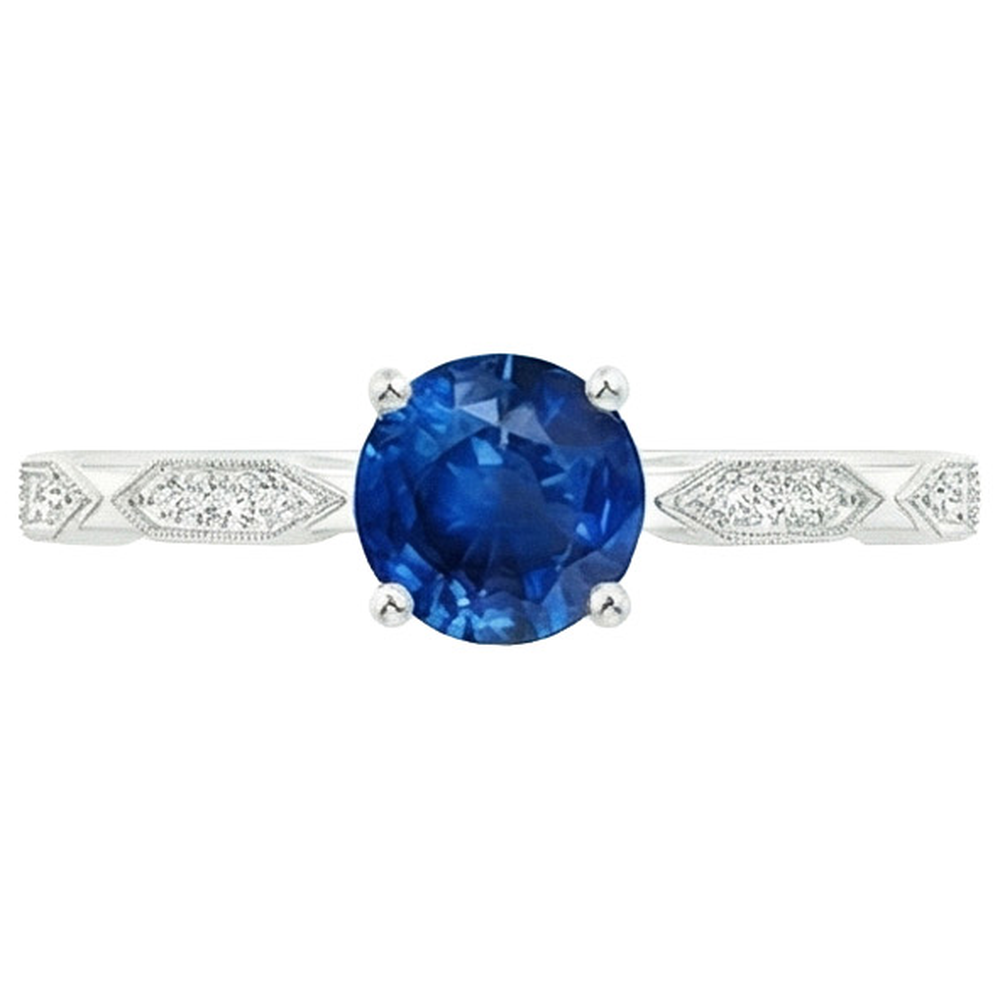 natural round sapphire 2.25ct ring side angle