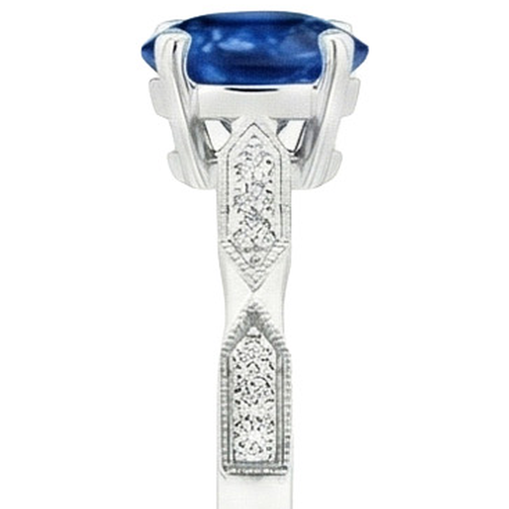 natural round sapphire 2.25ct ring top view