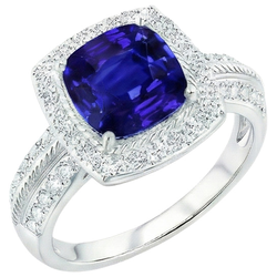 Natural Sapphire Ring 3.25ct - White Gold 14K