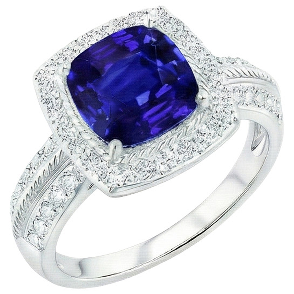 natural round sapphire 3.25ct ring close up detail