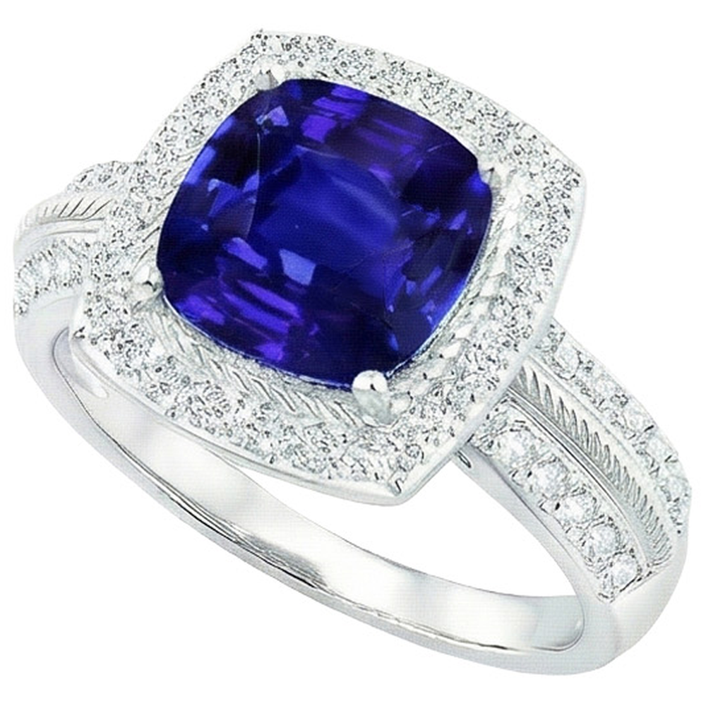 natural round sapphire 3.25ct ring top view