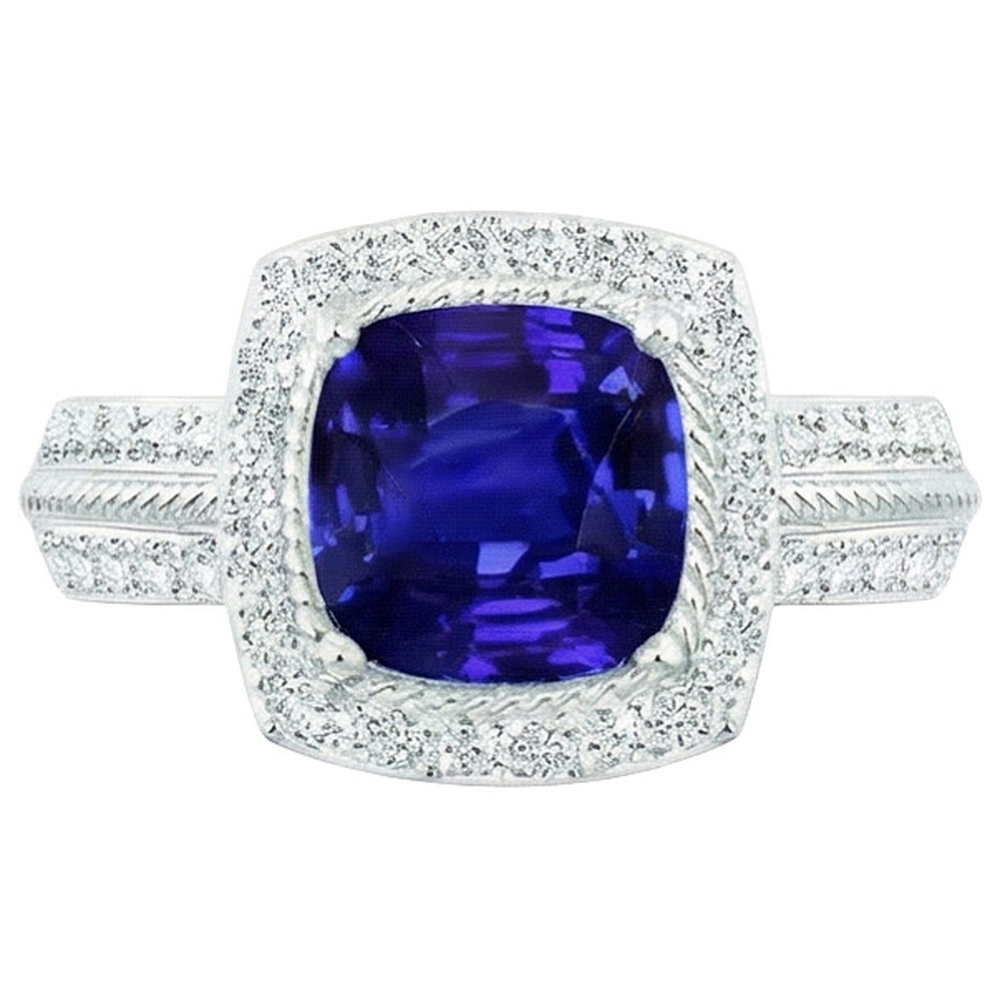 natural round sapphire 3.25ct ring side angle