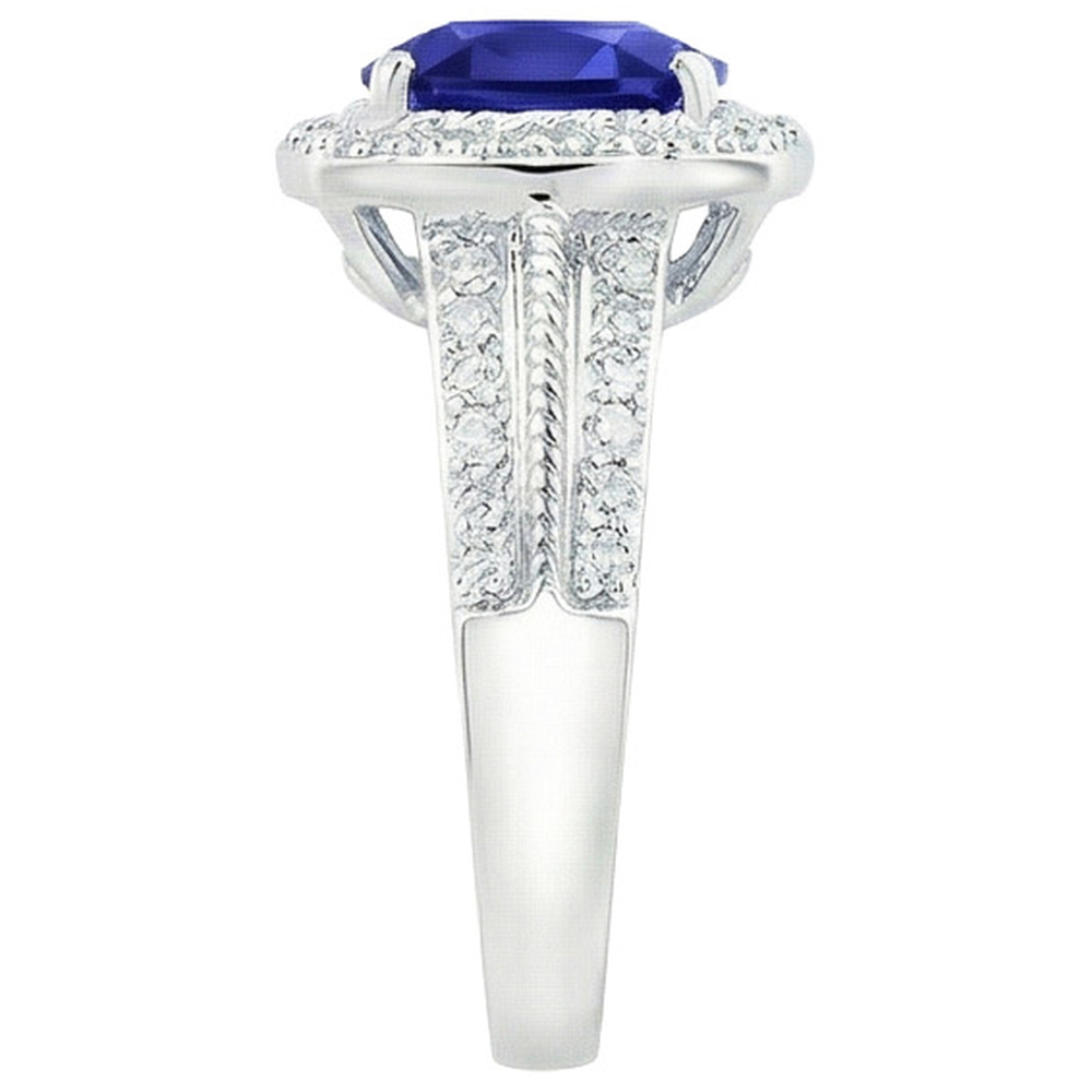 natural round sapphire 3.25ct ring profile view