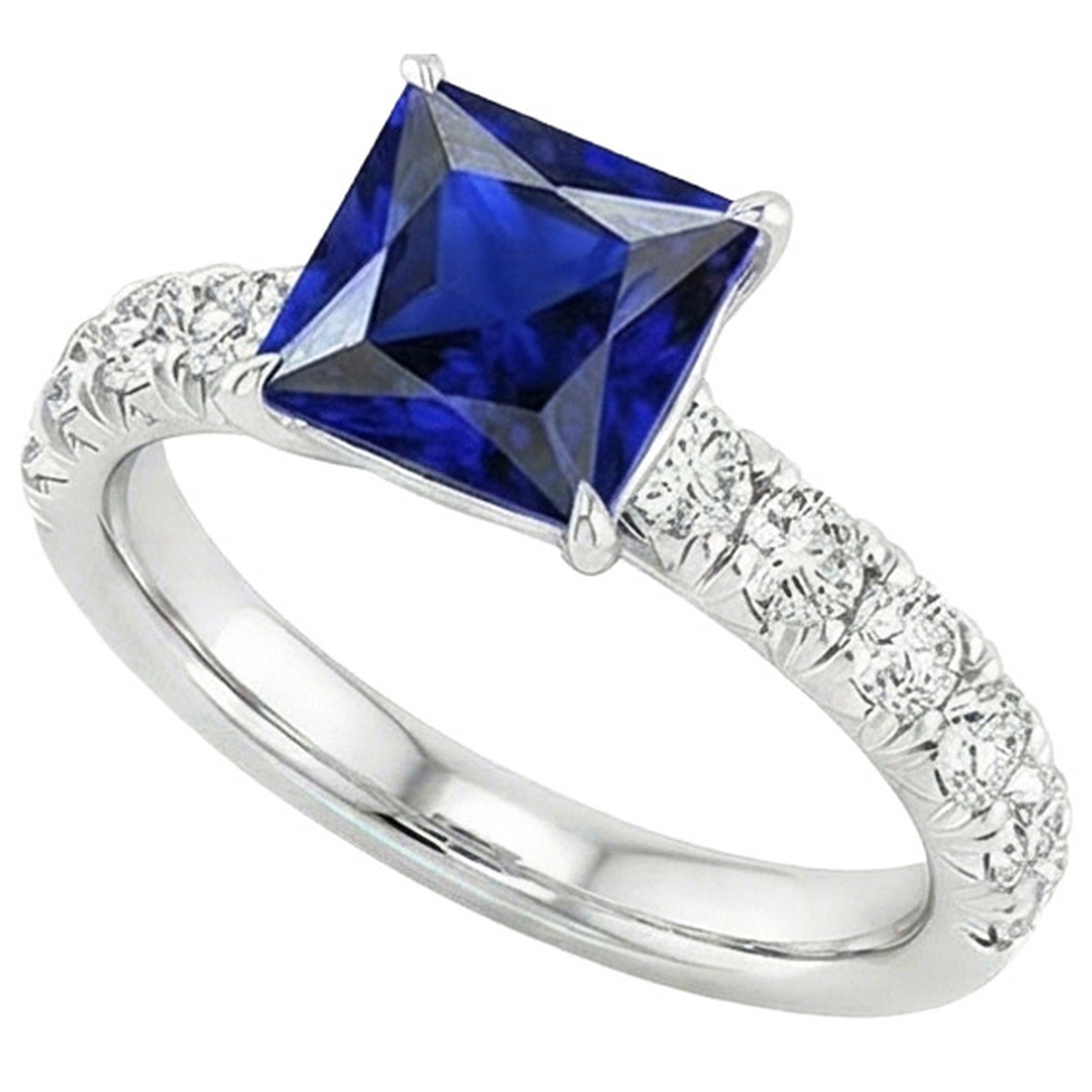 natural round sapphire 6ct ring close up detail