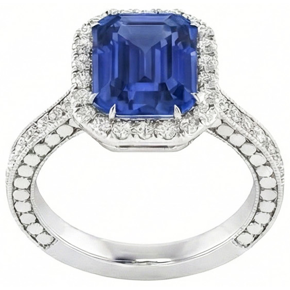 natural emerald sapphire 4ct ring side angle