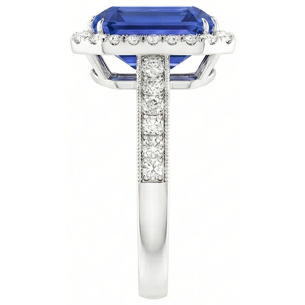 natural emerald sapphire 4ct ring profile view