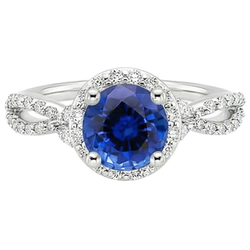 Natural Earth Mined Diamond ( Not Lab Grown ) Halo Jewelry Deep Blue Sapphire Split Shank Prong Set 3 Carats