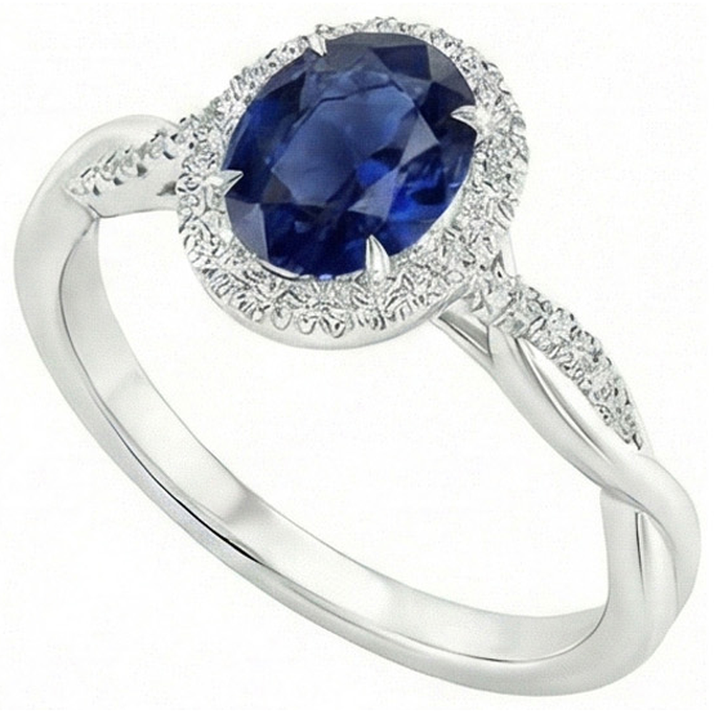 natural round sapphire 4.25ct ring top view