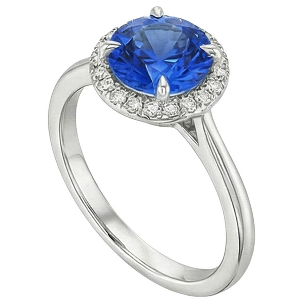 natural round sapphire 2.50ct ring side angle