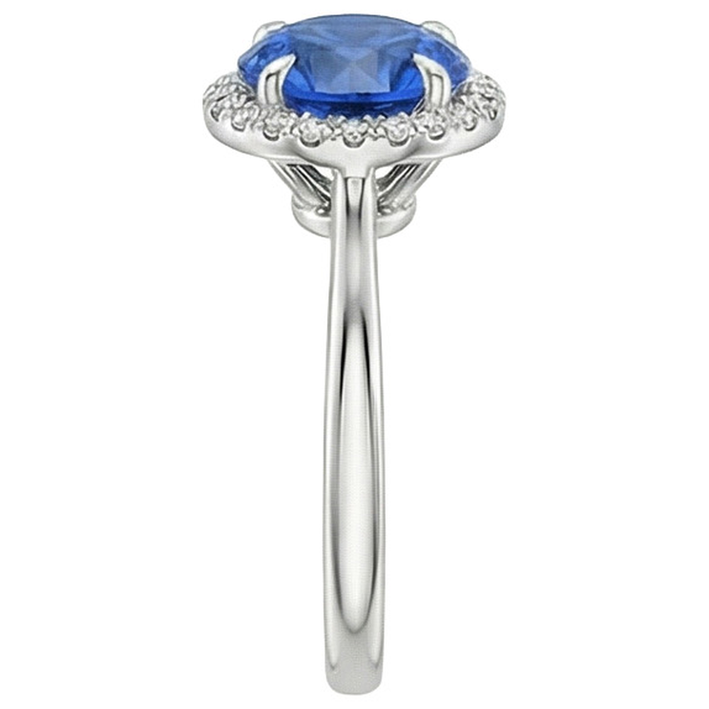 natural round sapphire 2.50ct ring profile view