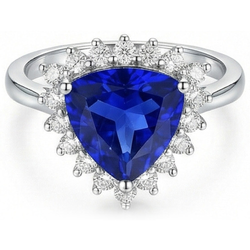 Natural Sapphire Ring 3.50ct - White Gold 14K