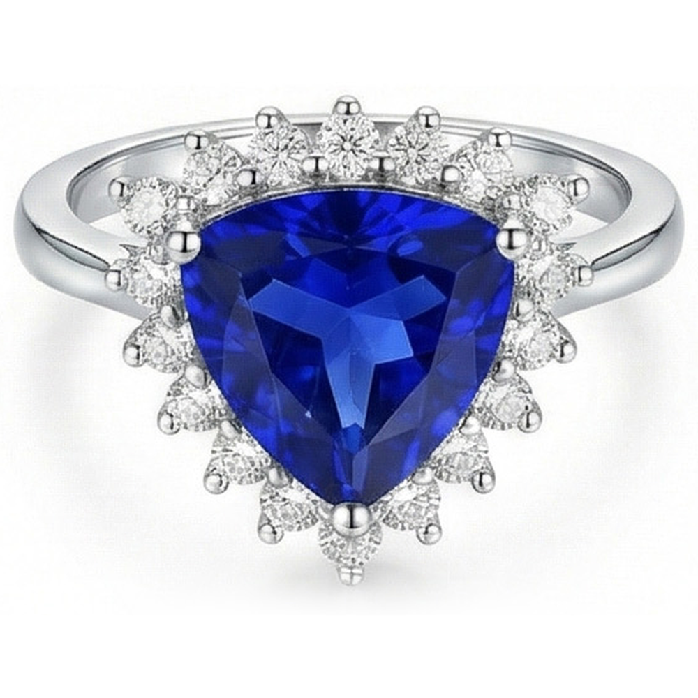 natural round sapphire 3.50ct ring front view