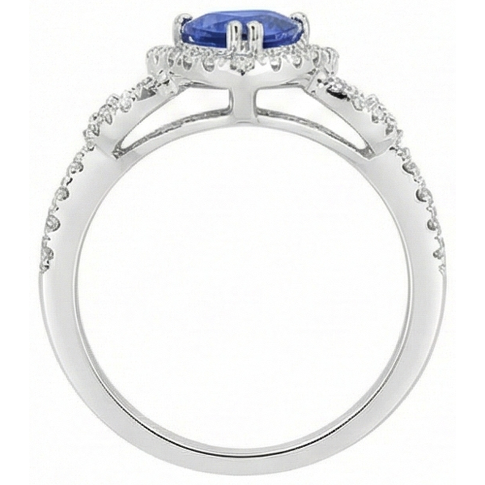 Natural Earth Mined Diamond ( Not Lab Grown ) Halo Trillion Srilanka Sapphire Ring 3 Carats Accented Jewelry