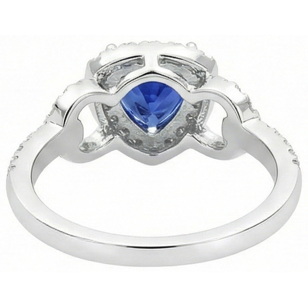 Natural Earth Mined Diamond ( Not Lab Grown ) Halo Trillion Srilanka Sapphire Ring 3 Carats Accented Jewelry