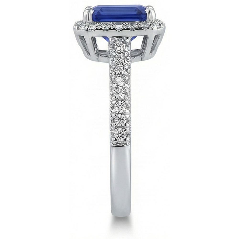 Natural Earth Mined Diamond ( Not Lab Grown ) Halo Wedding Ring Emerald Sri Lankan Sapphire 4 Carats