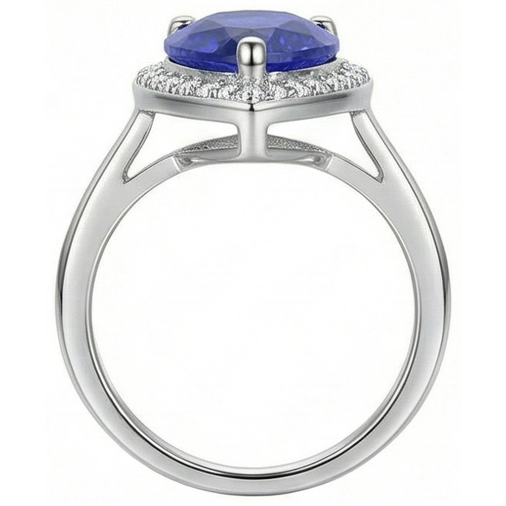 natural round sapphire 4ct ring on white background