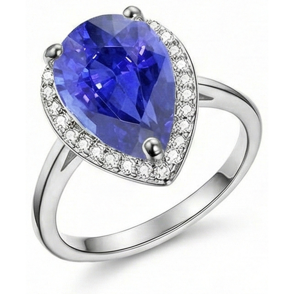 natural round sapphire 4ct ring close up detail